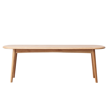 Solid Oak Dining Bench with Half-Round Ends | 47" Wide Seat for 2–3 People — Natural Wood Finish with Metal Reinforcement