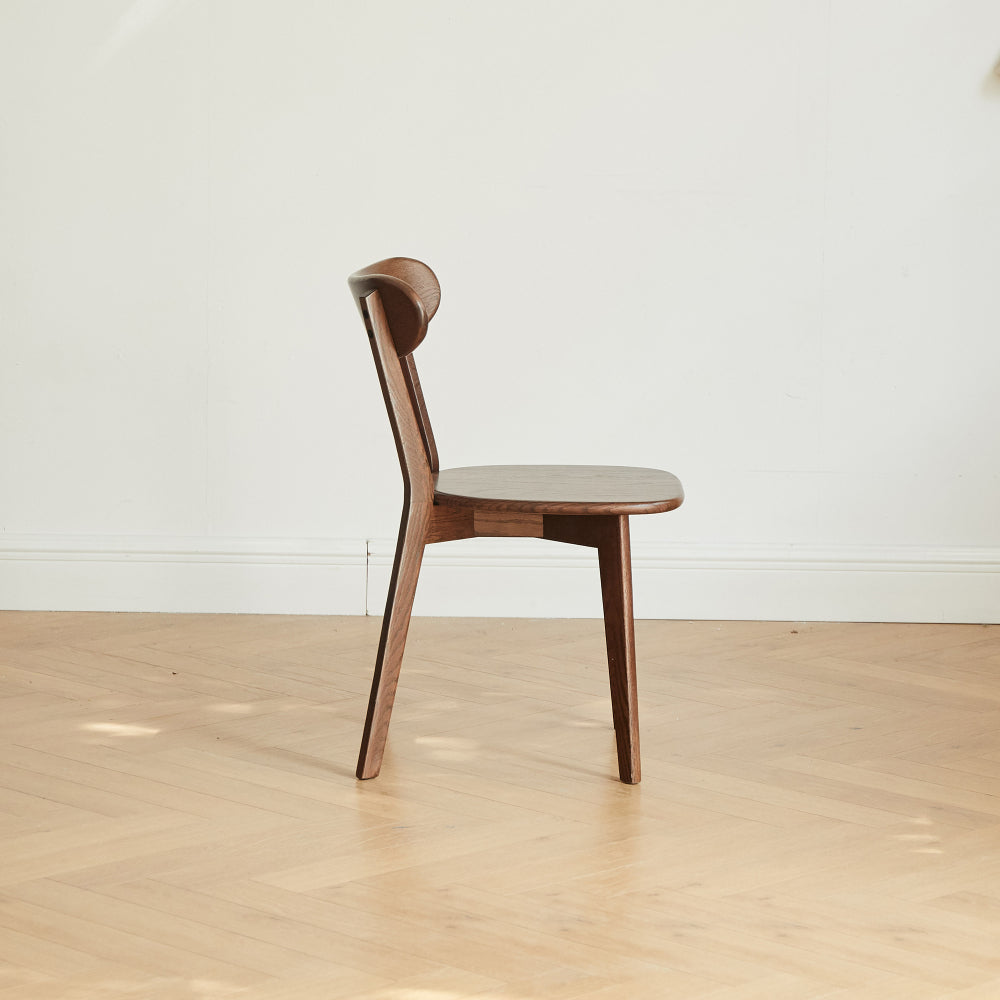 Solid Oak Dining Chairs Set of 4 | FAS-Grade North American Oak, Curved Backrest & Natural Wood Finish — Walnut / Oak