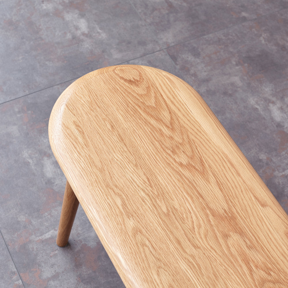 Solid Oak Dining Bench with Half-Round Ends | 47" Wide Seat for 2–3 People — Natural Wood Finish with Metal Reinforcement