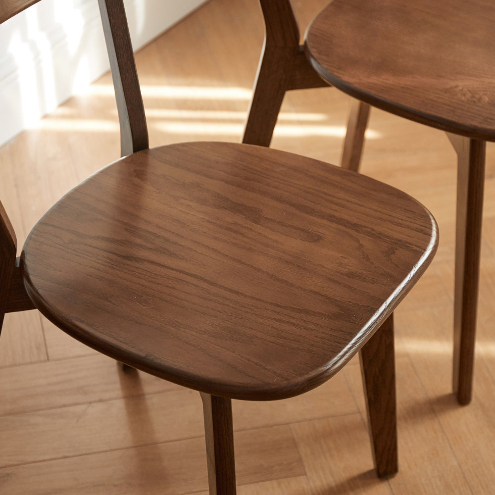 Solid Oak Dining Chairs Set of 4 | FAS-Grade North American Oak, Curved Backrest & Natural Wood Finish — Walnut / Oak