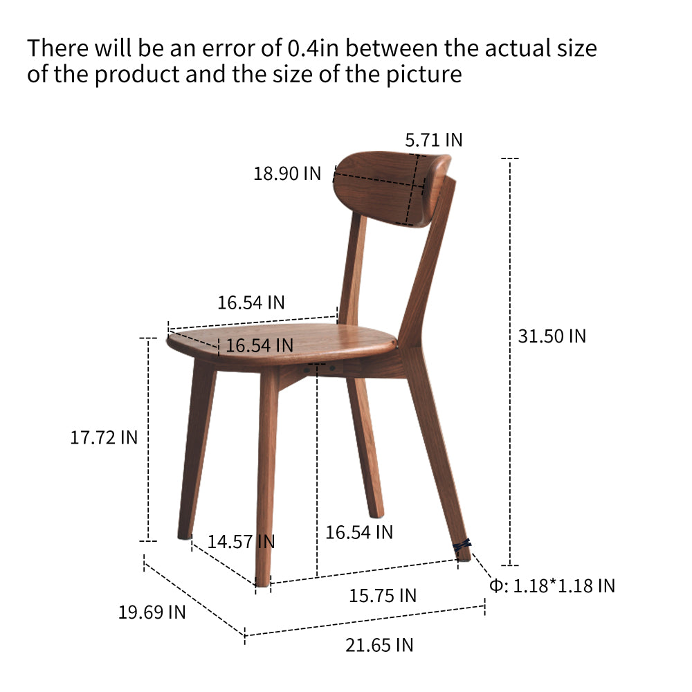 Solid Oak Dining Chairs Set of 4 | FAS-Grade North American Oak, Curved Backrest & Natural Wood Finish — Walnut / Oak