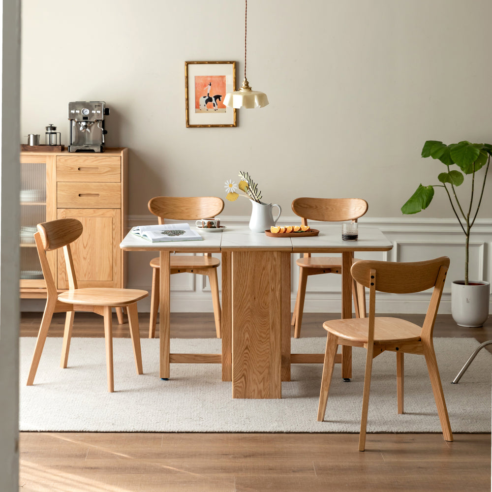 Solid Oak Dining Chairs Set of 4 | FAS-Grade North American Oak, Curved Backrest & Natural Wood Finish — Walnut / Oak