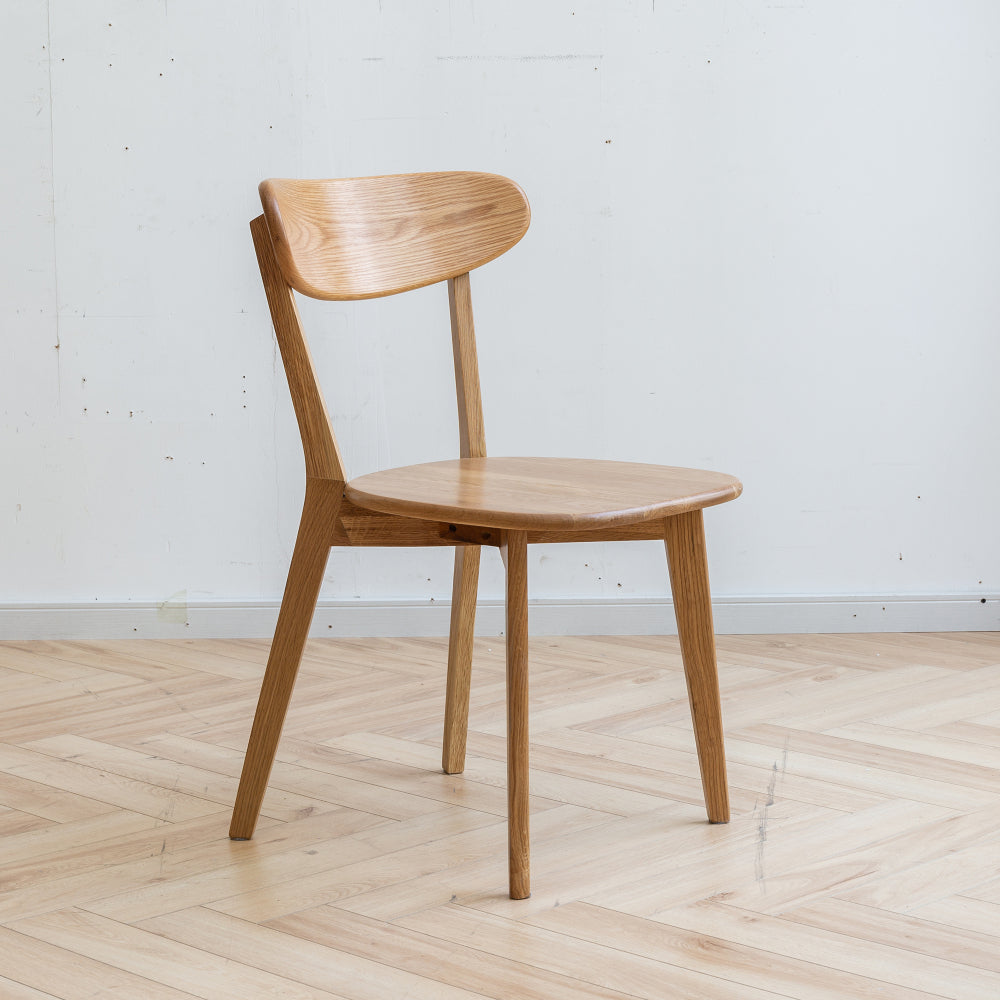 Solid Oak Dining Chairs Set of 4 | FAS-Grade North American Oak, Curved Backrest & Natural Wood Finish — Walnut / Oak
