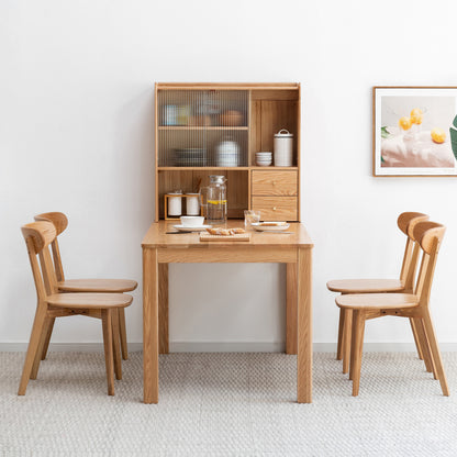 Solid Oak Dining Chairs Set of 4 | FAS-Grade North American Oak, Curved Backrest & Natural Wood Finish — Walnut / Oak