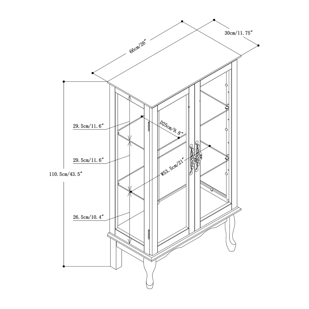 Lighted Curio Display Cabinet with Mirrored Back, Tempered Glass Doors & Adjustable Shelves | 3-Tier Corner Showcase — Oak