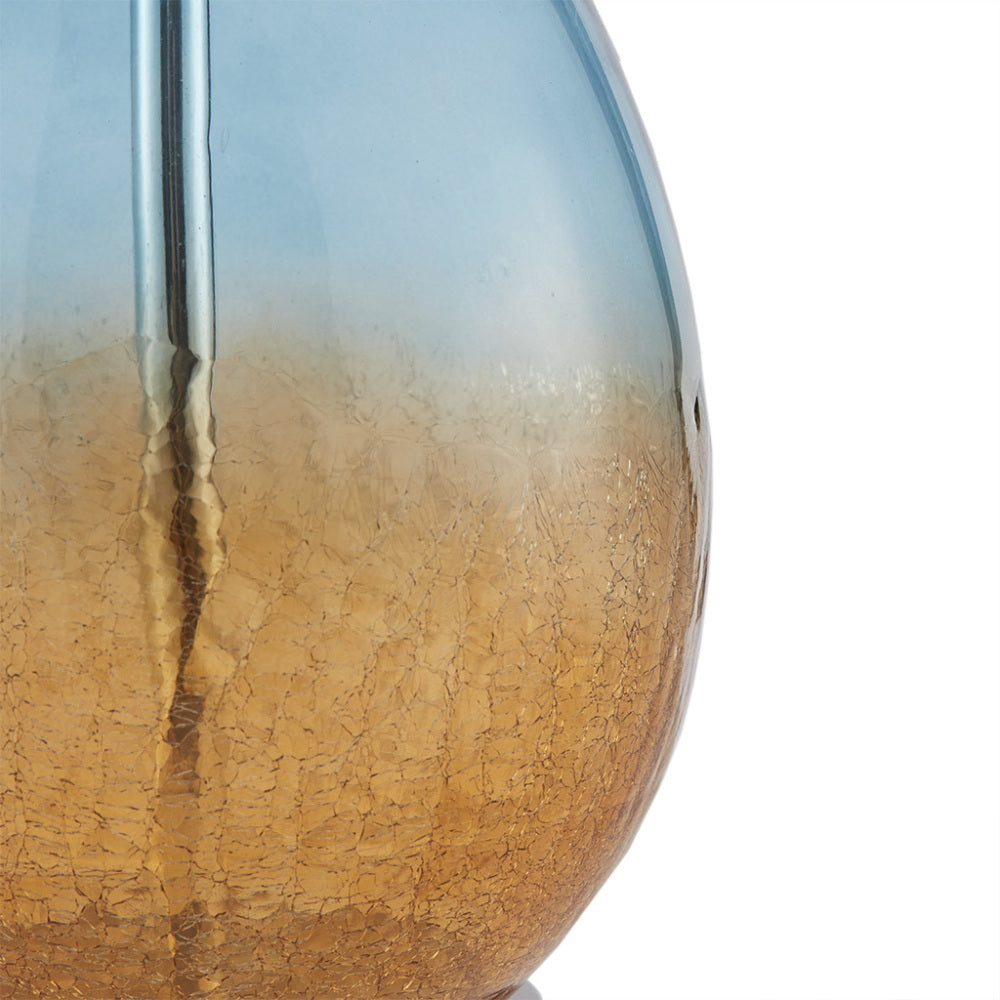 Ombre Glass Table Lamp Set of 2 | 26.75" Blue Gradient Base, Tapered Drum Shade, LED Bulb Included