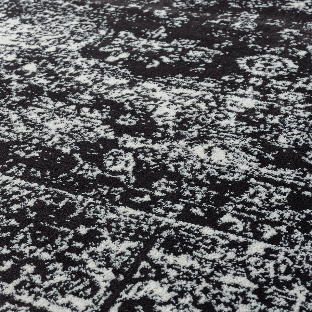 8×10 Distressed Vintage Persian Area Rug | OEKO-TEX Certified Woven Black & Cream Design — Non-Slip, Stain & Fade Resistant, Made in Turkey