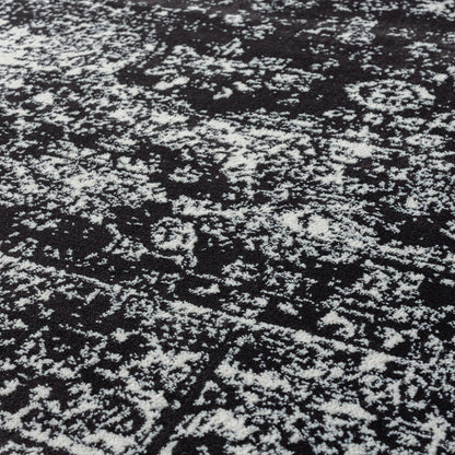 8×10 Distressed Vintage Persian Area Rug | OEKO-TEX Certified Woven Black & Cream Design — Non-Slip, Stain & Fade Resistant, Made in Turkey