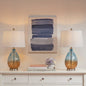 Ombre Glass Table Lamp Set of 2 | 26.75" Blue Gradient Base, Tapered Drum Shade, LED Bulb Included
