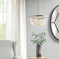 Modern Beaded Chandelier – 2-Light, Antique Brass Finish, White Bead Accent, Adjustable Height