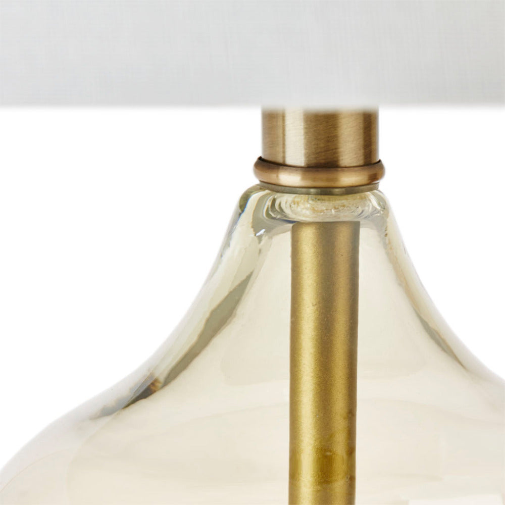 Curved Glass Table Lamps (Set of 2) – Double-Stacked Gourd Base, White Drum Shade & LED Bulbs Included | Blue or Gold
