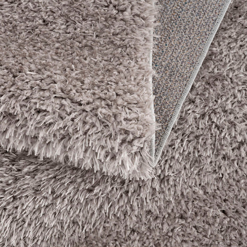 5×7 Super Soft Shag Area Rug | High-Pile Polyester Rug with Non-Slip Latex Backing — Solid Grey, Modern Living Room & Bedroom Decor