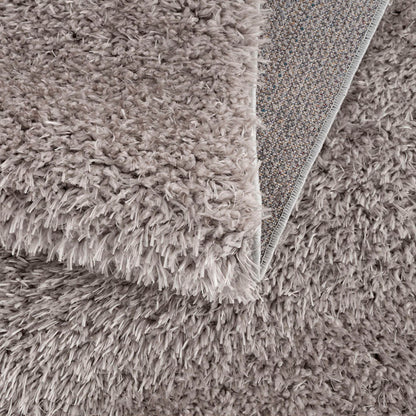 5×7 Super Soft Shag Area Rug | High-Pile Polyester Rug with Non-Slip Latex Backing — Solid Grey, Modern Living Room & Bedroom Decor