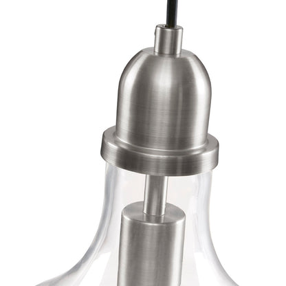 Bell Glass Pendant Light – Gold, Bronze or Silver Metal Base, Clear Glass Shade & Adjustable Cord | 9" Dia