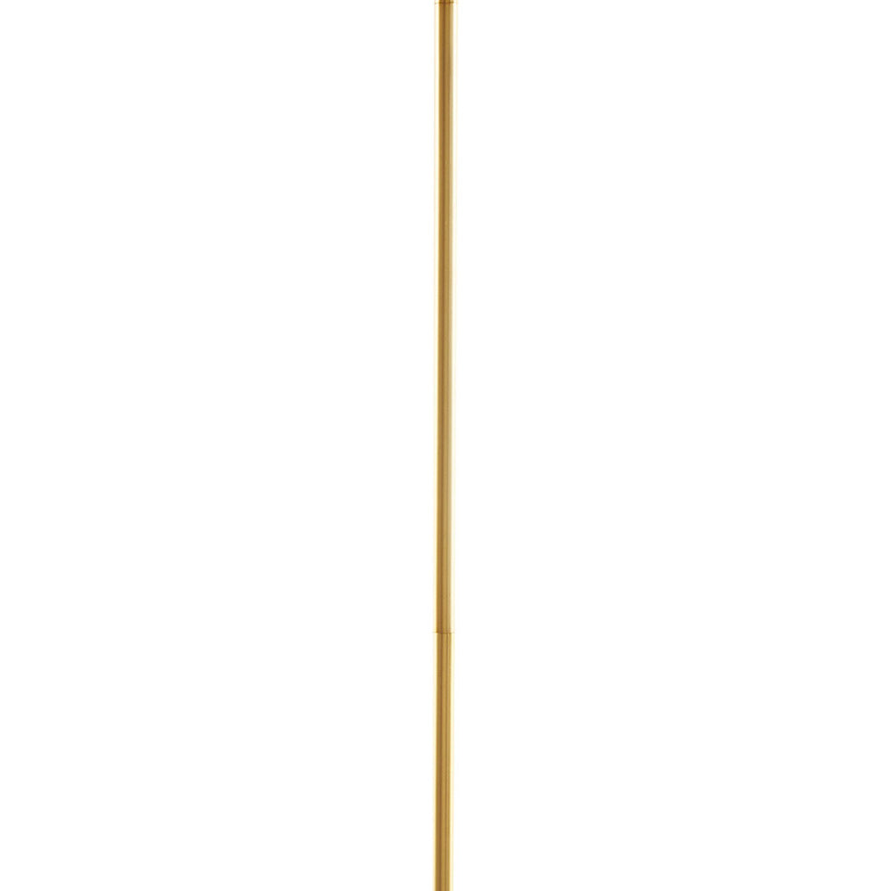 Gold plated brass adjustable rod of 5-light drum shade chandelier, extending up to 62.5 inches