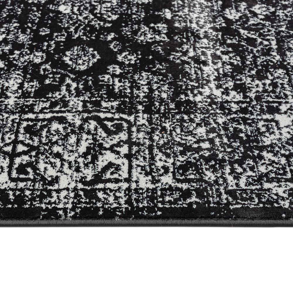 8×10 Distressed Vintage Persian Area Rug | OEKO-TEX Certified Woven Black & Cream Design — Non-Slip, Stain & Fade Resistant, Made in Turkey
