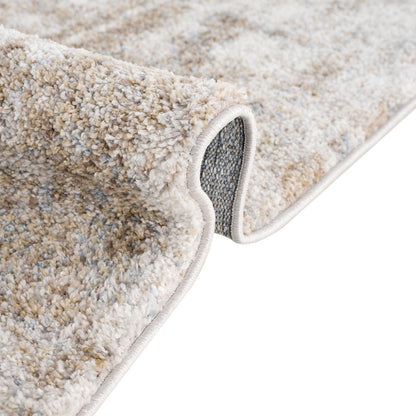 6×9 Cozy Shag Abstract Area Rug | Super Soft High-Pile Polypropylene Rug with Non-Slip Backing — Grey & Cream Modern Design