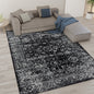 8×10 Distressed Vintage Persian Area Rug | OEKO-TEX Certified Woven Black & Cream Design — Non-Slip, Stain & Fade Resistant, Made in Turkey