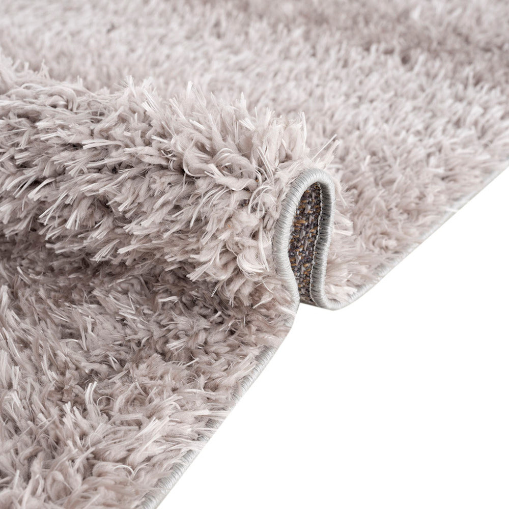 5×7 Super Soft Shag Area Rug | High-Pile Polyester Rug with Non-Slip Latex Backing — Solid Grey, Modern Living Room & Bedroom Decor