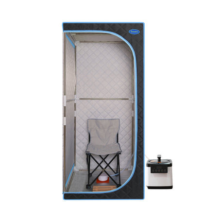 Full-Size Plus Steam Sauna Tent for Home | Stainless Steel Frame, 2.6L Steam Generator, FCC Certified — Black
