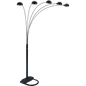 5-Arm Arc Floor Lamp – Adjustable Dome Heads, 3-Way Switch & Tip-Resistant Base | Black, Gold, Nickel & White Black