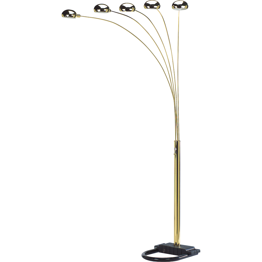5-Arm Arc Floor Lamp – Adjustable Dome Heads, 3-Way Switch & Tip-Resistant Base | Black, Gold, Nickel & White Gold