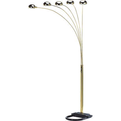 5-Arm Arc Floor Lamp – Adjustable Dome Heads, 3-Way Switch & Tip-Resistant Base | Black, Gold, Nickel & White Gold