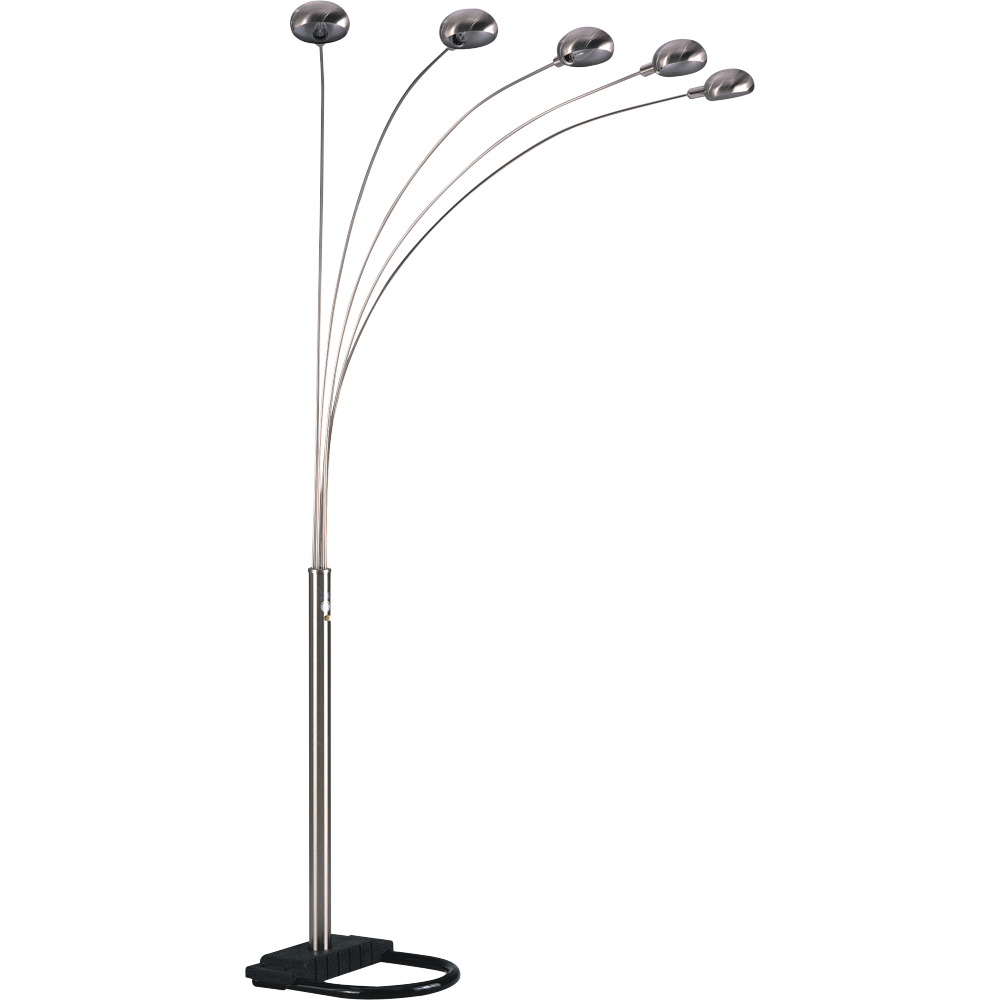 5-Arm Arc Floor Lamp – Adjustable Dome Heads, 3-Way Switch & Tip-Resistant Base | Black, Gold, Nickel & White Brushed Nickel