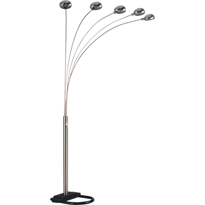 5-Arm Arc Floor Lamp – Adjustable Dome Heads, 3-Way Switch & Tip-Resistant Base | Black, Gold, Nickel & White Brushed Nickel