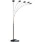 5-Arm Arc Floor Lamp – Adjustable Dome Heads, 3-Way Switch & Tip-Resistant Base | Black, Gold, Nickel & White Brushed Nickel