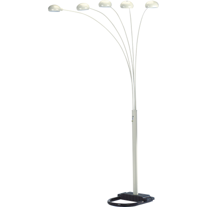 5-Arm Arc Floor Lamp – Adjustable Dome Heads, 3-Way Switch & Tip-Resistant Base | Black, Gold, Nickel & White White