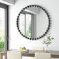 Round Beaded Iron Frame Wall Mirror – Antique Metallic Finish, 27" or 36", 4 Colors