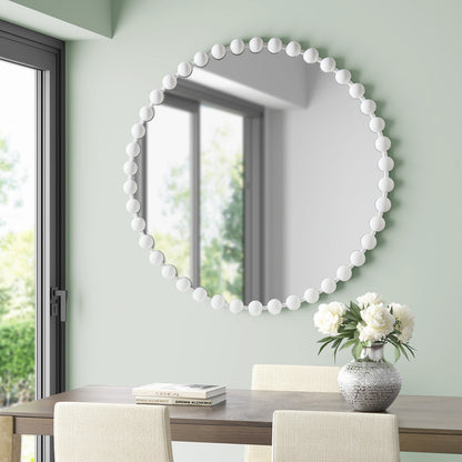 Round Beaded Iron Frame Wall Mirror – Antique Metallic Finish, 27" or 36", 4 Colors