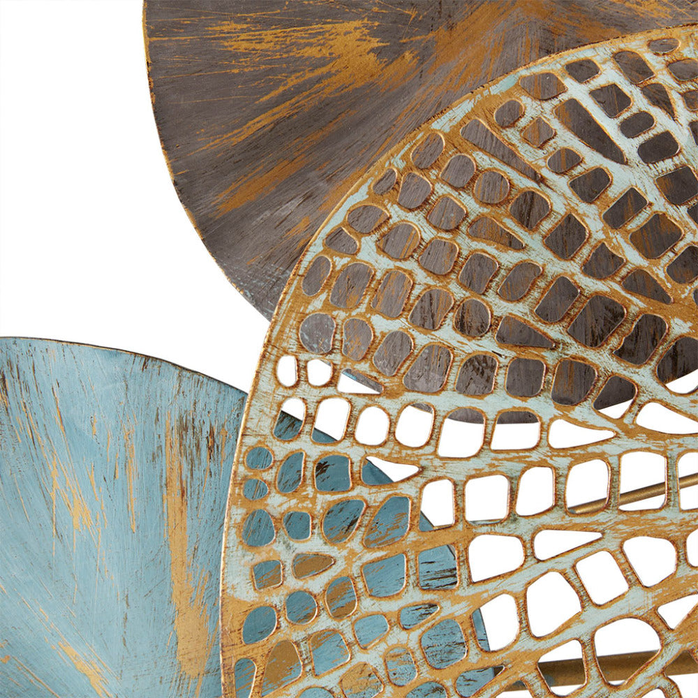 Multicolor Lily Pad Metal Wall Art – Set of 2, Aged Verdigris & Gold, 26.9" Indoor Décor