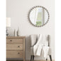Round Beaded Iron Frame Wall Mirror – Antique Metallic Finish, 27" or 36", 4 Colors