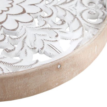 Distressed White Floral Wood Wall Art – Set of 3 Round Carved Medallions, Farmhouse Décor