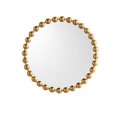 Round Beaded Iron Frame Wall Mirror – Antique Metallic Finish, 27" or 36", 4 Colors