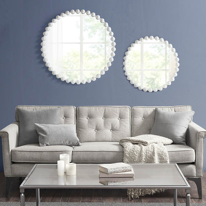 Round Beaded Iron Frame Wall Mirror – Antique Metallic Finish, 27" or 36", 4 Colors