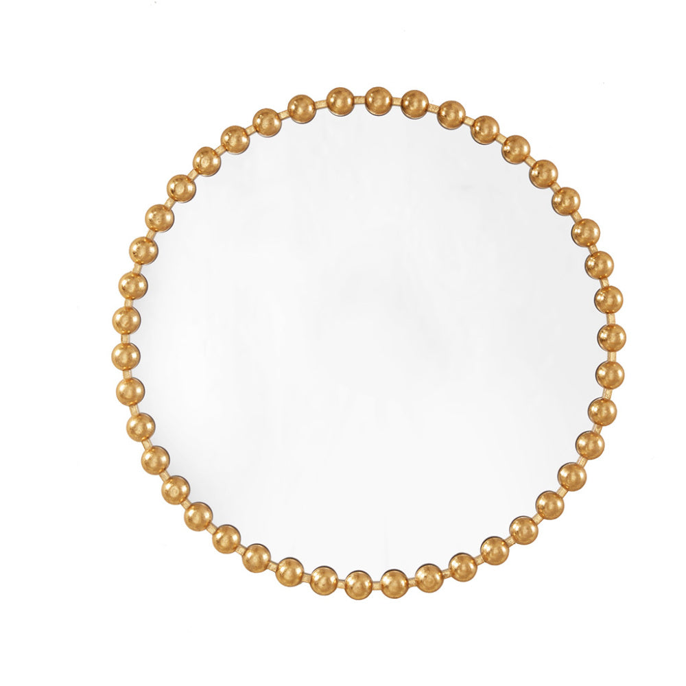 Round Beaded Iron Frame Wall Mirror – Antique Metallic Finish, 27" or 36", 4 Colors