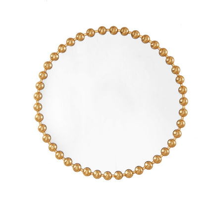 Round Beaded Iron Frame Wall Mirror – Antique Metallic Finish, 27" or 36", 4 Colors