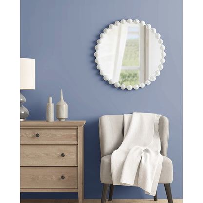 Round Beaded Iron Frame Wall Mirror – Antique Metallic Finish, 27" or 36", 4 Colors