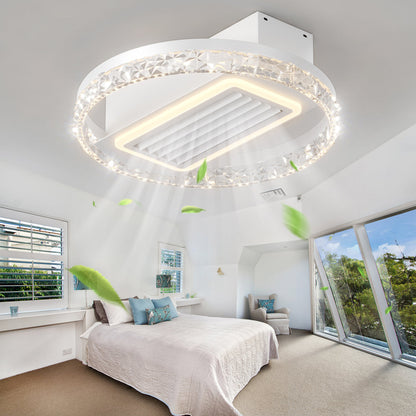 20" Bladeless Flush Mount Ceiling Fan with LED Light & Remote – 6 Speeds, Reversible & Dimmable | Modern Minimalist