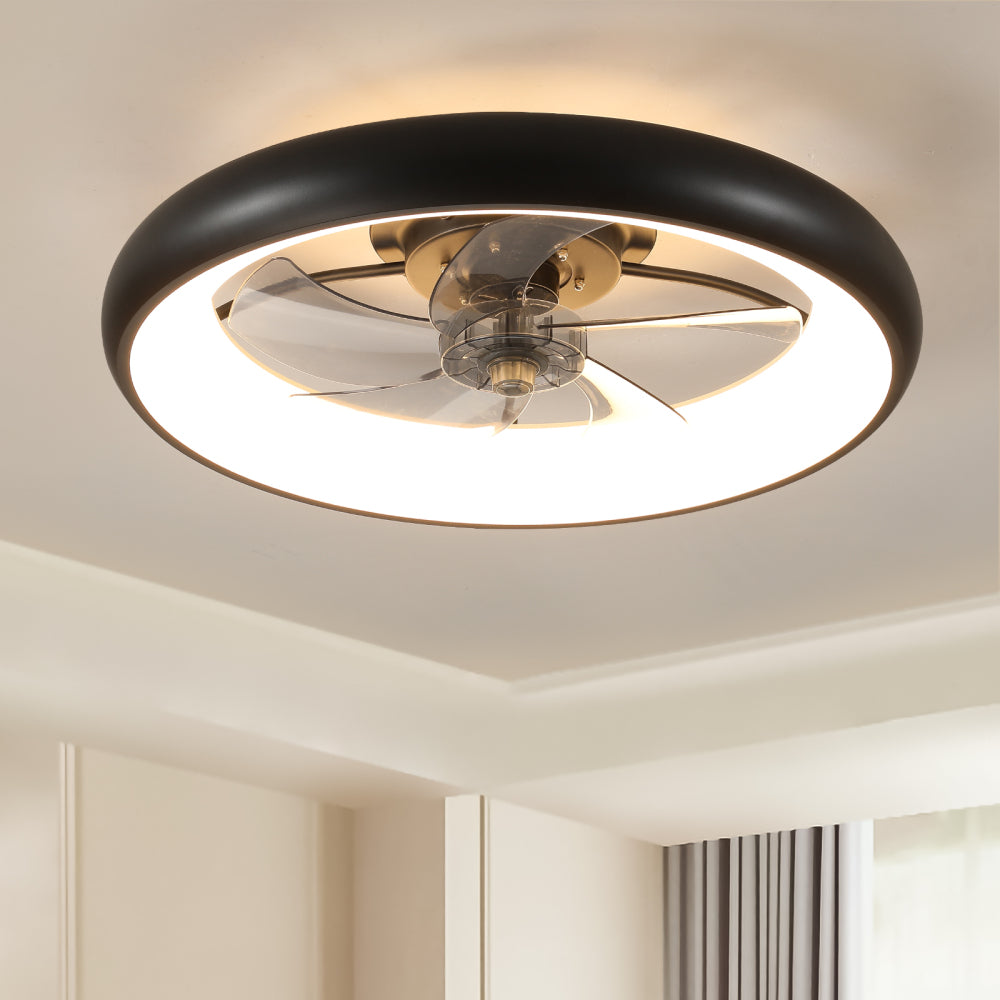 Modern Ceiling Fan with Lights Dimmable LED Quiet Design Black