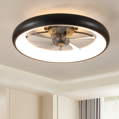 Modern Ceiling Fan with Lights Dimmable LED Quiet Design Black