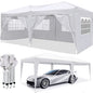 10×20 FT Pop-Up Canopy Tent | Easy No-Tool Setup with 6 Removable Sidewalls, Weight Bags & Carry Bag — White / Black White