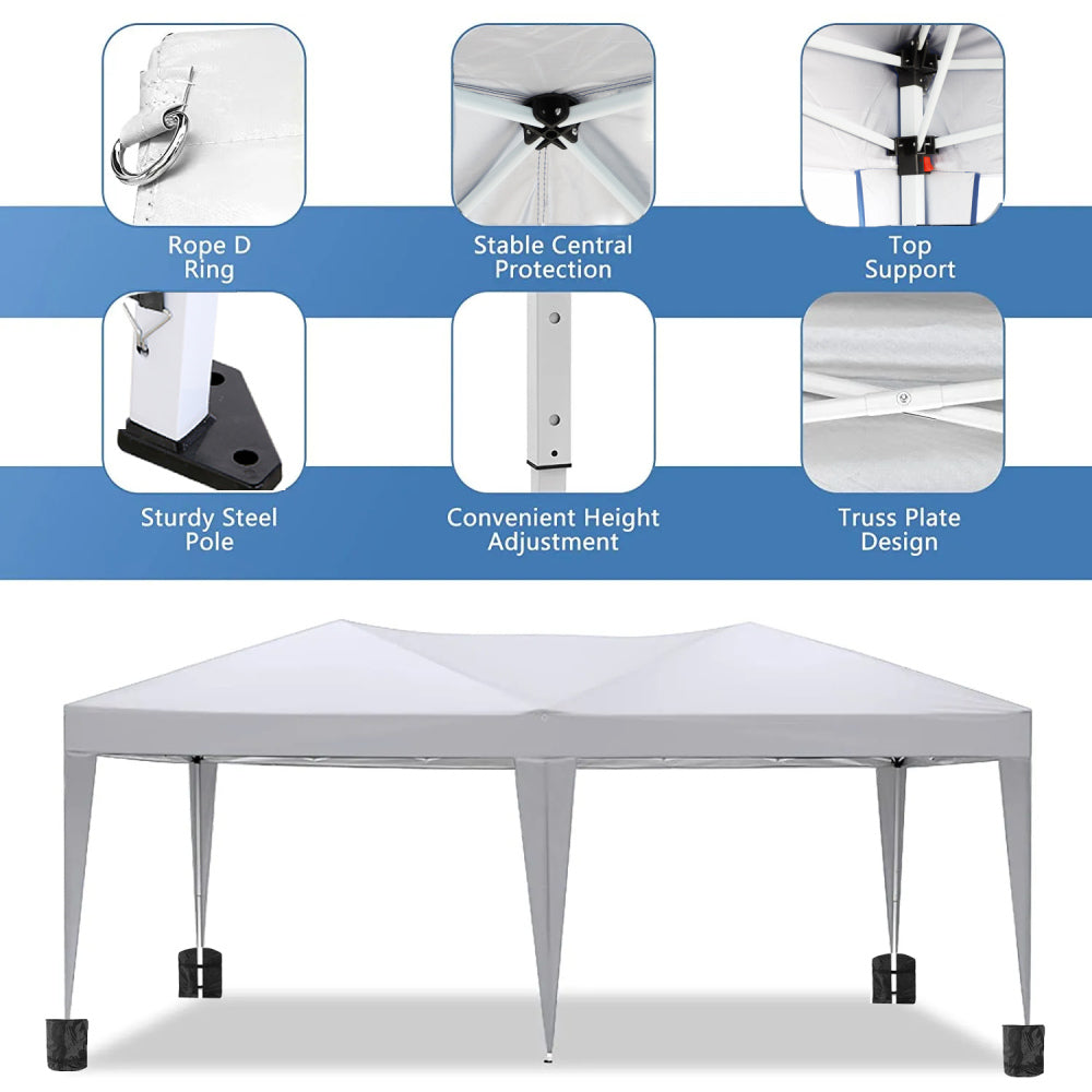 10×20 FT Pop-Up Canopy Tent | Easy No-Tool Setup with 6 Removable Sidewalls, Weight Bags & Carry Bag — White / Black