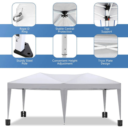 10×20 FT Pop-Up Canopy Tent | Easy No-Tool Setup with 6 Removable Sidewalls, Weight Bags & Carry Bag — White / Black