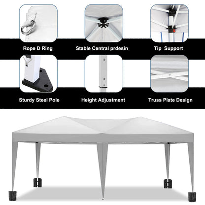 10×20 FT Pop-Up Canopy Tent | Easy No-Tool Setup with 6 Removable Sidewalls, Weight Bags & Carry Bag — White / Black