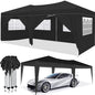 10×20 FT Pop-Up Canopy Tent | Easy No-Tool Setup with 6 Removable Sidewalls, Weight Bags & Carry Bag — White / Black Black