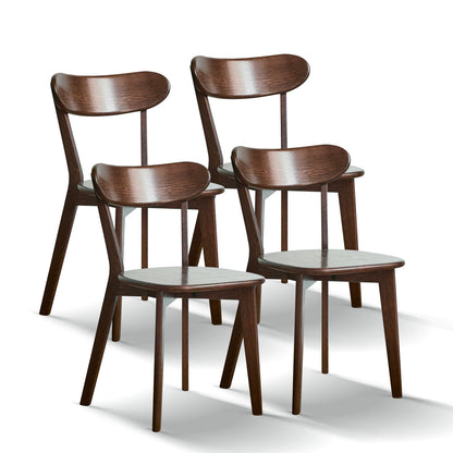 Solid Oak Dining Chairs Set of 4 | FAS-Grade North American Oak, Curved Backrest & Natural Wood Finish — Walnut / Oak Walnut